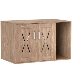 Cat Litter Box Enclosure With Scratching Board, Cat Washroom End Side Table, 31.5 X 19X 20, Walnut Brown (Color: Brown)